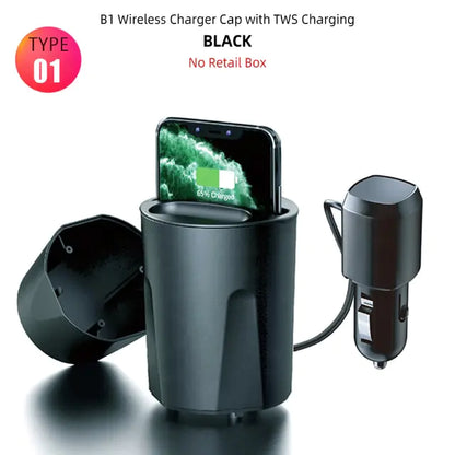 15W Fast Wireless Car Charger Cup For iPhone 14 13 12 11 ProMax XS XR 8 Plus Wireless Charging Holder For Samsung S21 S20 Note10
